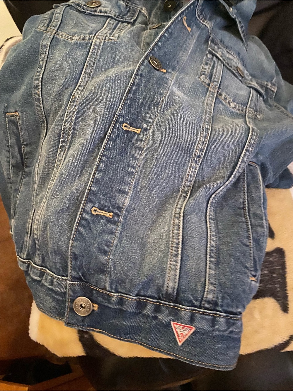 Guess Blue Denim Jacket with Button Front